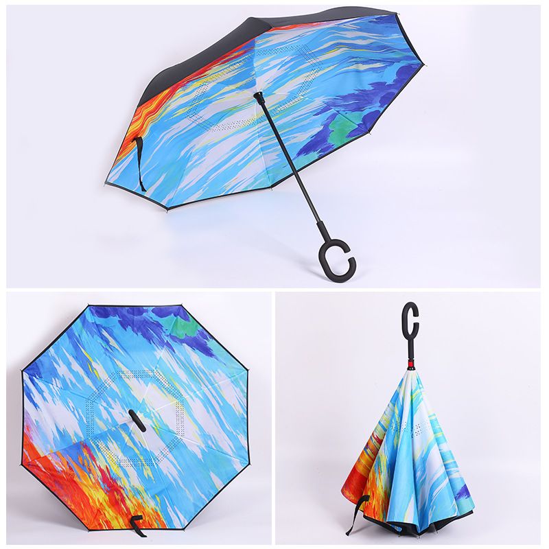 Full Colour Reversible Folding Umbrellas